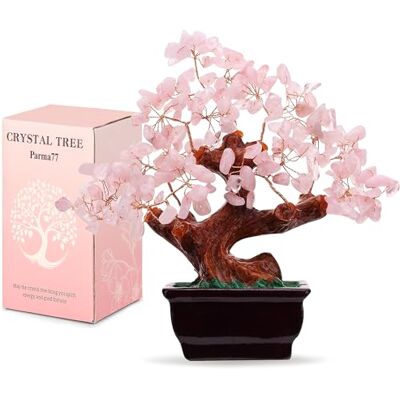 Parma77 Feng shui, strandkastanj med naturlig ros rosa kvartskristall, helande kristallträd, bonsai-stil, dekoration för rikedom och lycka, heminredning, gåvor för kvinnor Parma77 Feng shui, strandkastanj med naturlig ros rosa kvartskristall, helande kristallträd, bonsai-stil, dekoration för rikedom och lycka, heminredning, gåvor för kvinnor