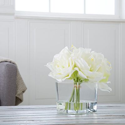 Lavish Home Home 50-139 Ren trädgård lilja blomsterarrangemang med glasvas – grädde Lavish Home Home 50-139 Ren trädgård lilja blomsterarrangemang med glasvas – grädde