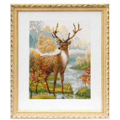 Riolis broderi-set för korsstygn, motiv hjortar Riolis broderi-set för korsstygn, motiv hjortar