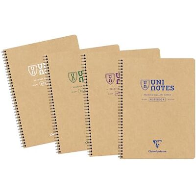 Clairefontaine 9853C Uninotes carnet reliure intégrale 22,5x29,7cm 160p détachables et perforées 4 trous ligné assortiment Paq de 5 Clairefontaine 9853C Uninotes carnet reliure intégrale 22,5x29,7cm 160p détachables et perforées 4 trous ligné assortiment Paq de 5