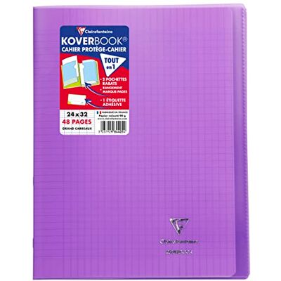 Clairefontaine 984405C en uppsättning med 10 lila Koverbook häftade anteckningsböcker 24 x 32 cm 48 sidor med stora rutor 90 g vitt papper polyproomslag Clairefontaine 984405C en uppsättning med 10 lila Koverbook häftade anteckningsböcker 24 x 32 cm 48 sidor med stora rutor 90 g vitt papper polyproomslag
