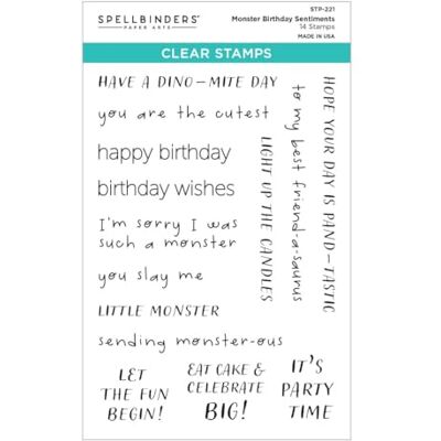 Spellbinders Sentiments klart stämpelset från The Monster Birthday Collection, ONE Spellbinders Sentiments klart stämpelset från The Monster Birthday Collection, ONE