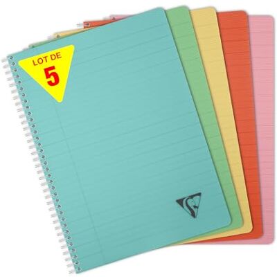 Clairefontaine 327146Cpack Linicolor cahier reliure intégrale 21x29,7cm 180p ligné + marge assortiment ESSENCE PAQ DE 5 Clairefontaine 327146Cpack Linicolor cahier reliure intégrale 21x29,7cm 180p ligné + marge assortiment ESSENCE PAQ DE 5