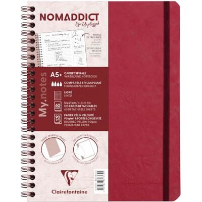 Clairefontaine 782362C Age Bag My.Notes carnet reliure intégrale à marge détachable 16x21cm 120p détach. ligné rouge Clairefontaine 782362C Age Bag My.Notes carnet reliure intégrale à marge détachable 16x21cm 120p détach. ligné rouge