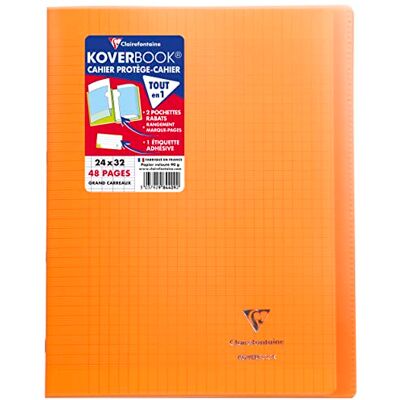 Clairefontaine 984409C En uppsättning med 10 orange Koverbook häftade anteckningsböcker 24 x 32 cm 48 sidor med stora rutor vitt papper 90 g polyproomslag Clairefontaine 984409C En uppsättning med 10 orange Koverbook häftade anteckningsböcker 24 x 32 cm 48 sidor med stora rutor vitt papper 90 g polyproomslag