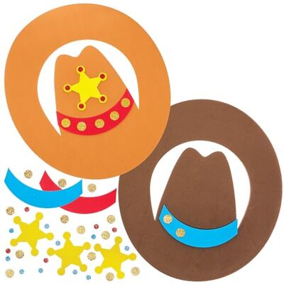 Baker Ross FN017 Cowboyhatt 4-pack, utklädning och låtsaslek, maskeradkläder för barn Baker Ross FN017 Cowboyhatt 4-pack, utklädning och låtsaslek, maskeradkläder för barn