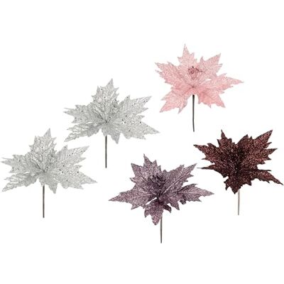 Flair Flower Pick julstjärna med glitter, sammet, konstgjord mini, konstgjord blomma, julblomma, tillbehör för adventskrans, blombuketter, silver, guld, rosa, gammelrosa, mörkröd, 21 x 20 x 20 cm Flair Flower Pick julstjärna med glitter, sammet, konstgjord mini, konstgjord blomma, julblomma, tillbehör för adventskrans, blombuketter, silver, guld, rosa, gammelrosa, mörkröd, 21 x 20 x 20 cm