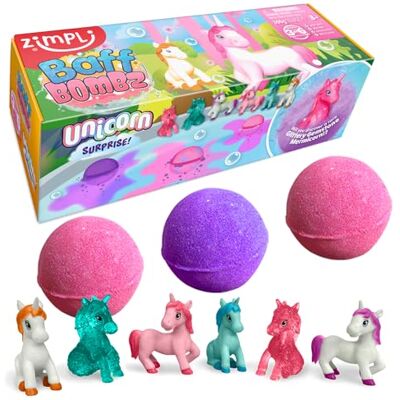 ZIMPLI Kids 3 enhörningsöverraskningsbadbomber, 6 enhörningsöverraskningsleksaker att samla, mystisk gåva för barn, för att fylla julstrumpor, glittrande badbomb presentset ZIMPLI Kids 3 enhörningsöverraskningsbadbomber, 6 enhörningsöverraskningsleksaker att samla, mystisk gåva för barn, för att fylla julstrumpor, glittrande badbomb presentset