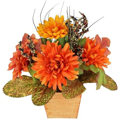 Flair Flower Arrangement Dahlior, tyg, orange, 26 x 22 x 20 cm Flair Flower Arrangement Dahlior, tyg, orange, 26 x 22 x 20 cm