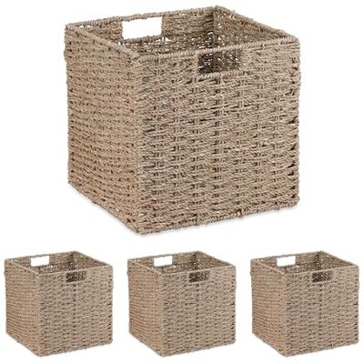 Relaxdays Förvaringskorg set sjögräs flätad badrumskläder leksaker 30 x 30 x 30 cm fyrkantig skåpkorg natur Relaxdays Förvaringskorg set sjögräs flätad badrumskläder leksaker 30 x 30 x 30 cm fyrkantig skåpkorg natur