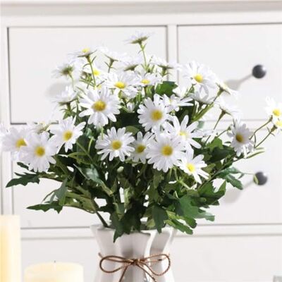 Gumolutin 2 st konstgjord tusensköna blombukett i silke för hembord, bordsuppsatser, arrangemang, dekoration, vit Gumolutin 2 st konstgjord tusensköna blombukett i silke för hembord, bordsuppsatser, arrangemang, dekoration, vit