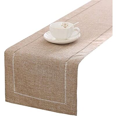 Tosewever Dekorativ bordslöpare i lantlig linne, 35,6 x 182,9 cm, för matsal, bröllop, fest, heminredning (35,6 x 182,9 cm, ljust kaffe/höger) Tosewever Dekorativ bordslöpare i lantlig linne, 35,6 x 182,9 cm, för matsal, bröllop, fest, heminredning (35,6 x 182,9 cm, ljust kaffe/höger)