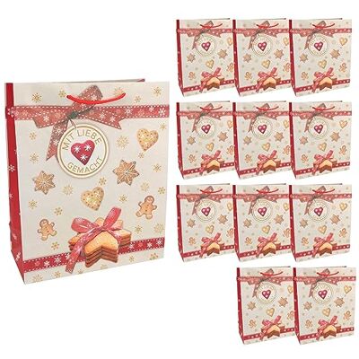 Idena 30348-12 – Presentpåsar julkakor, 12 stycken, 26 x 32 x 12 cm, papperspåsar, presentpåsar, julpåsar Idena 30348-12 – Presentpåsar julkakor, 12 stycken, 26 x 32 x 12 cm, papperspåsar, presentpåsar, julpåsar