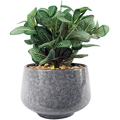 Leaf Hög blå keramisk vas med konstgjord växt skrivbord mosaik mörkgrön mosaik, 23 cm Leaf Hög blå keramisk vas med konstgjord växt skrivbord mosaik mörkgrön mosaik, 23 cm