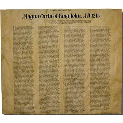 Our Amendments Magna Carta of King John, 1215. 16" X 14" English Translation From the Original Latin Printed on Genuine Antiqued Parchment Our Amendments Magna Carta of King John, 1215. 16" X 14" English Translation From the Original Latin Printed on Genuine Antiqued Parchment