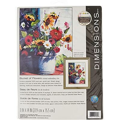 Dimensions Crewel Broderisats, hink med blommor, 28 x 34 cm (B x H) Dimensions Crewel Broderisats, hink med blommor, 28 x 34 cm (B x H)