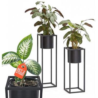 Avilia Set med 2 krukväxter inomhus med järnstruktur, modern design växthållare för hem och balkong, stabil bas, 3 kg kapacitet, perfekt för att dekorera och förbättra alla rum Avilia Set med 2 krukväxter inomhus med järnstruktur, modern design växthållare för hem och balkong, stabil bas, 3 kg kapacitet, perfekt för att dekorera och förbättra alla rum