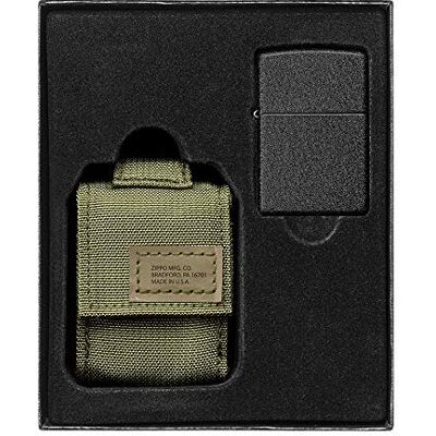 Zippo OD Green Tactical Pouch and Black Crackle Windproof Lighter Gift Set Zippo OD Green Tactical Pouch and Black Crackle Windproof Lighter Gift Set