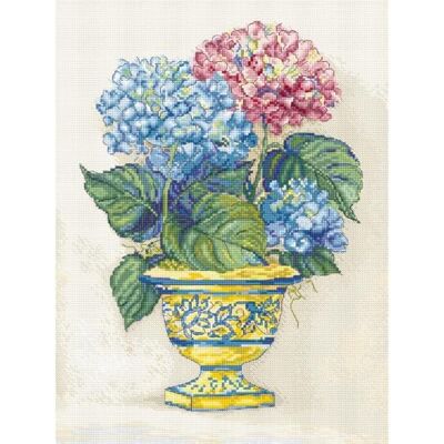 Letistitch Korsstygnsset hortensia blommar räkningsmönster Letistitch Korsstygnsset hortensia blommar räkningsmönster