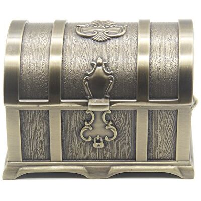 AVESON Rektangel vintage metallskattkista smyckeskrin presentask ringfodral för flickor damer kvinnor, medium, brons AVESON Rektangel vintage metallskattkista smyckeskrin presentask ringfodral för flickor damer kvinnor, medium, brons