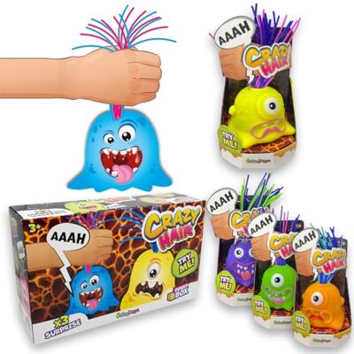 #sbabam Funny Box Crazy Hair, kiosk barnspel, 3-pack monsterleksaker för barn med färgglatt hår gör roliga ljud, baby gåva monster med batterier ingår #sbabam Funny Box Crazy Hair, kiosk barnspel, 3-pack monsterleksaker för barn med färgglatt hår gör roliga ljud, baby gåva monster med batterier ingår