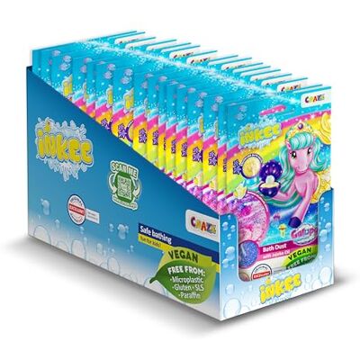 INKEE Galupy Mermaid baddamm 16-pack sprakande badsalt barn i rosa, blått och lila med jojobaolja och bananmjölksshakearom, 16 x 60 g påsar – badnöje för barn INKEE Galupy Mermaid baddamm 16-pack sprakande badsalt barn i rosa, blått och lila med jojobaolja och bananmjölksshakearom, 16 x 60 g påsar – badnöje för barn