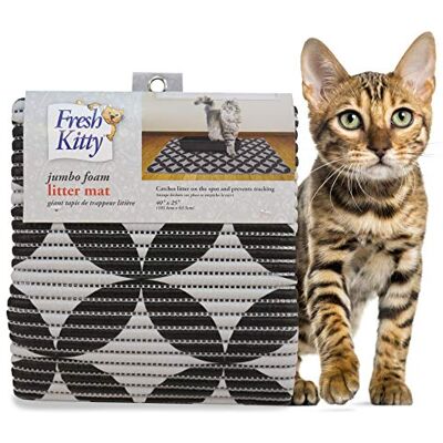 Fresh Kitty hållbar XL jumbo skumsand låda matta – BPA och ftalatfri, vattenbeständig, fångar sand från låda, spridningskontroll, enkla att rengöra mattor – Gråmönster 40 x 25 tum (9052) Fresh Kitty hållbar XL jumbo skumsand låda matta – BPA och ftalatfri, vattenbeständig, fångar sand från låda, spridningskontroll, enkla att rengöra mattor – Gråmönster 40 x 25 tum (9052)