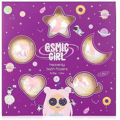 accentra "COSMIC GIRL" badbomb presentset i en förtrollande presentförpackning, 5 x 30 g badbomber med söt bubbeldoft accentra "COSMIC GIRL" badbomb presentset i en förtrollande presentförpackning, 5 x 30 g badbomber med söt bubbeldoft