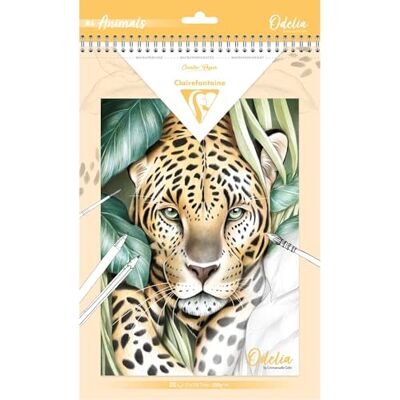 Clairefontaine 95744C ODELIA, Bloc de coloriage multi-techniques, 20 feuilles A4 (21x29,7cm), 250g, Les animaux Clairefontaine 95744C ODELIA, Bloc de coloriage multi-techniques, 20 feuilles A4 (21x29,7cm), 250g, Les animaux
