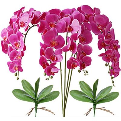 FagusHome 81 cm konstgjorda Phalaenopsis blommor 4 st med 2 buntar löv konstgjorda orkidéblommor stjälk växter för heminredning (lila) FagusHome 81 cm konstgjorda Phalaenopsis blommor 4 st med 2 buntar löv konstgjorda orkidéblommor stjälk växter för heminredning (lila)