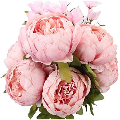 Duovlo Springs blommor konstgjord silkespion buketter bröllop heminredning, 1-pack (vårljusrosa) Duovlo Springs blommor konstgjord silkespion buketter bröllop heminredning, 1-pack (vårljusrosa)