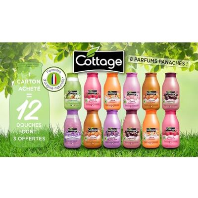 Cottage Specialerbjudande 10 fuktgivande mjölkduschar 250 ml + 2 skrubbduschar 270 ml set med 12 st Cottage Specialerbjudande 10 fuktgivande mjölkduschar 250 ml + 2 skrubbduschar 270 ml set med 12 st