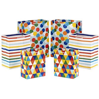 Hallmark regnbåge presentpåse sortiment (6 väskor: 2 medium 9 tum, 2 stora 28,9 cm, 2 extra stora 35,5 cm) ränder och prickar i röd, blå, gul, grön för födelsedagar, fars dag, baby shower, helgdagar Hallmark regnbåge presentpåse sortiment (6 väskor: 2 medium 9 tum, 2 stora 28,9 cm, 2 extra stora 35,5 cm) ränder och prickar i röd, blå, gul, grön för födelsedagar, fars dag, baby shower, helgdagar