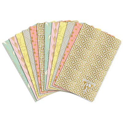 Clairefontaine 193086C – ett paket med 12 Neo Deco trådsydda anteckningsböcker 48 elfenbensfärgade sidor 7,5 x 12 cm 90 g fodrad, laminerat kortfodral, "Vår-Summer Collection" mönster Clairefontaine 193086C – ett paket med 12 Neo Deco trådsydda anteckningsböcker 48 elfenbensfärgade sidor 7,5 x 12 cm 90 g fodrad, laminerat kortfodral, "Vår-Summer Collection" mönster