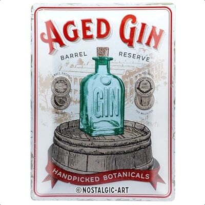 ART Plåtskylt i retrostil, Aged Gin Barrel – Special Edition – Presentidé för cocktailälskare, av metall, Deko vintagedesign, 30 x 40 cm ART Plåtskylt i retrostil, Aged Gin Barrel – Special Edition – Presentidé för cocktailälskare, av metall, Deko vintagedesign, 30 x 40 cm