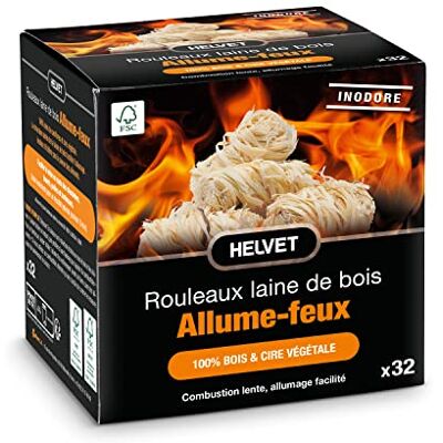 HELVET 32 eldständare för eldstad och vedeldad spis förenklad tändning: Brule 10 minuter naturlig produkt 100% ekologisk i trä och FSC växtvax HELVET 32 eldständare för eldstad och vedeldad spis förenklad tändning: Brule 10 minuter naturlig produkt 100% ekologisk i trä och FSC växtvax