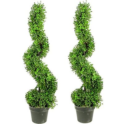 Admired By Nature 3' artificiell buxbom lämna spiral topiary plantträd, grön Admired By Nature 3' artificiell buxbom lämna spiral topiary plantträd, grön