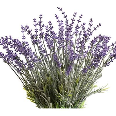 Flojery konstgjorda lavendelblommor med silke beströdd falsk lavendelväxt för bröllop hem bord bordsuppsats dekor-paket med 4 Flojery konstgjorda lavendelblommor med silke beströdd falsk lavendelväxt för bröllop hem bord bordsuppsats dekor-paket med 4