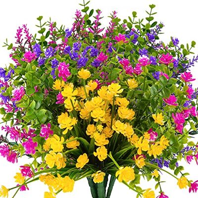KLEMOO 12 paket utomhus konstgjorda falska blommor UV-resistenta bleks inte buxbom falska plastbuskar växter för trädgård uteplats veranda fönsterlåda hem bröllop bondgård hängande dekor KLEMOO 12 paket utomhus konstgjorda falska blommor UV-resistenta bleks inte buxbom falska plastbuskar växter för trädgård uteplats veranda fönsterlåda hem bröllop bondgård hängande dekor