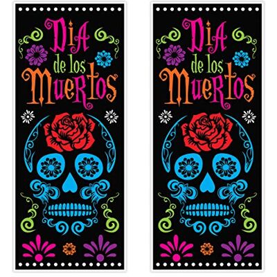 Beistle 00384 Day of the Dead Door Covers 2 delar, 30 x 6 tum, mångfärgade Beistle 00384 Day of the Dead Door Covers 2 delar, 30 x 6 tum, mångfärgade