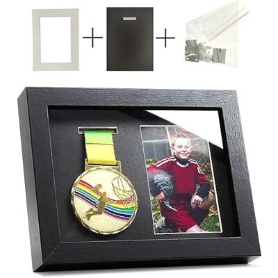 IHEIPYE medaljdisplay skugglåda – enkel medalj visningsfodral – perfekt för löpare, maraton, fotboll, gymnastik och alla sporter (svart, 6 x 8) IHEIPYE medaljdisplay skugglåda – enkel medalj visningsfodral – perfekt för löpare, maraton, fotboll, gymnastik och alla sporter (svart, 6 x 8)