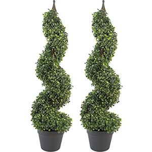 Par av 90cm höga konstgjorda buxbom spiral topiary träd Par av 90cm höga konstgjorda buxbom spiral topiary träd