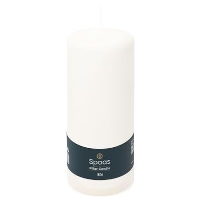 Spaas Unscented Pillar Candle 80/200 mm, 100 Hours, White Spaas Unscented Pillar Candle 80/200 mm, 100 Hours, White