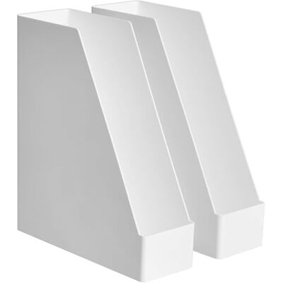 Amazon Basics rektangulär, 2 stycken, plastförvaring, tidningshållare, 2-pack, vit Amazon Basics rektangulär, 2 stycken, plastförvaring, tidningshållare, 2-pack, vit