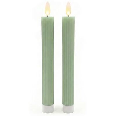 Relaxdays LED-stavljus, set om 2, H x D: 25 x 2 cm, flimrande låga, äkta vax, spår, flamlösa ljus, salvia Relaxdays LED-stavljus, set om 2, H x D: 25 x 2 cm, flimrande låga, äkta vax, spår, flamlösa ljus, salvia