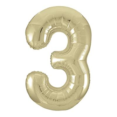 Unique Party 53833 34" Giant Gold Foil Number 3 Balloon Unique Party 53833 34" Giant Gold Foil Number 3 Balloon