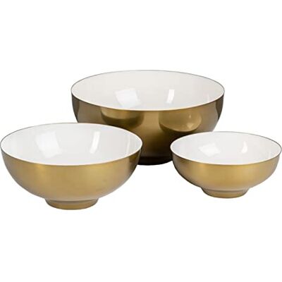 BigBuy Home Skål 30 x 30 x 14 cm Guld Vit Järn (3 enheter) BigBuy Home Skål 30 x 30 x 14 cm Guld Vit Järn (3 enheter)