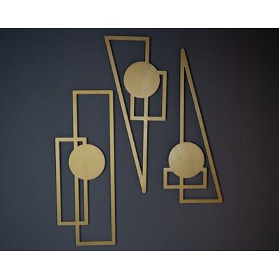 Wallity Elegant dekorativt metalltillbehörsset (3 stycken), guld, 34 x 85 cm 100% stål, 1,2 mm tjocklek Perfekt för heminredning och snygga utrymmen Wallity Elegant dekorativt metalltillbehörsset (3 stycken), guld, 34 x 85 cm 100% stål, 1,2 mm tjocklek Perfekt för heminredning och snygga utrymmen