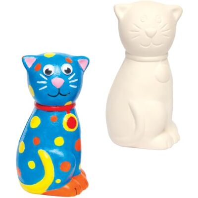 Baker Ross AG761 sparburkar "katt" av keramik för barn för målning och dekoration (2 stycken), 12 cm Baker Ross AG761 sparburkar "katt" av keramik för barn för målning och dekoration (2 stycken), 12 cm