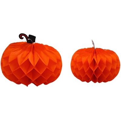 Dekohelden24 Uppsättning av 2 XXL-hängande dekorationer – pumpa honeycomb, papperspumpa, halloweenpumpa av papper, honeycomb pumpa i orange, leveransomfattning 2 stycken, storlek: L/B/H 25 x 20 x 25 cm/30 cm x 23 Dekohelden24 Uppsättning av 2 XXL-hängande dekorationer – pumpa honeycomb, papperspumpa, halloweenpumpa av papper, honeycomb pumpa i orange, leveransomfattning 2 stycken, storlek: L/B/H 25 x 20 x 25 cm/30 cm x 23